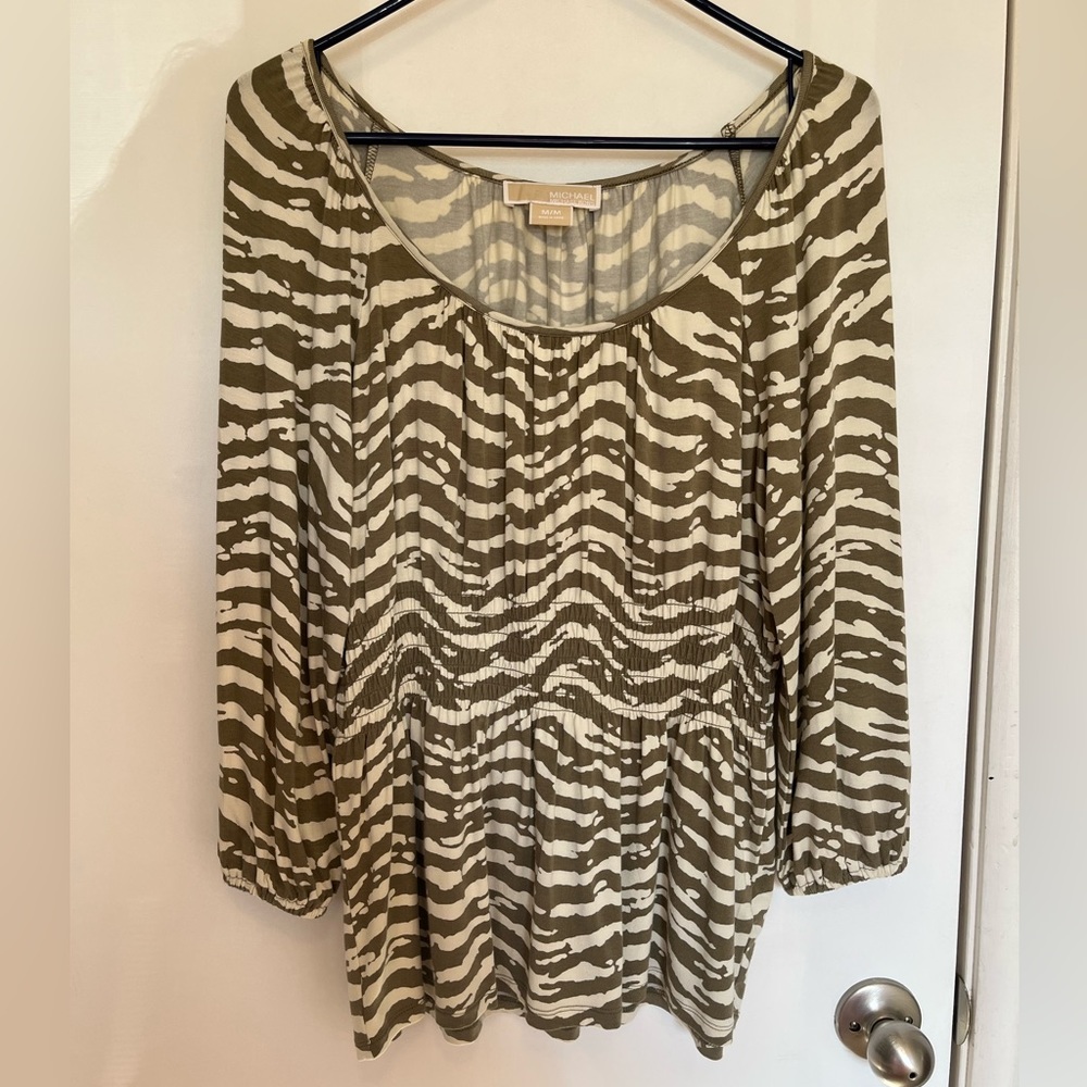 MICHAEL Michael Kors moss green zebra print blouse